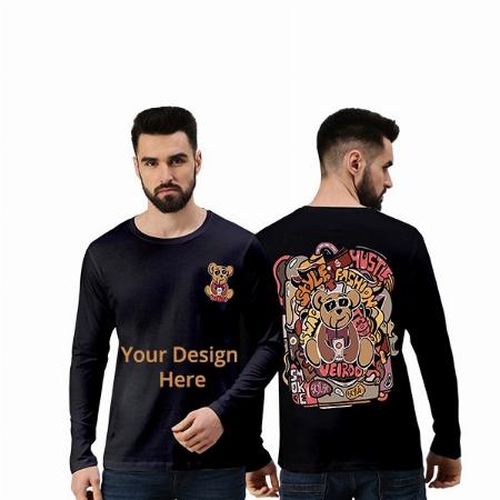 Black Customized Cool Teddy Graphic Printied Cotton T-Shirt for Men