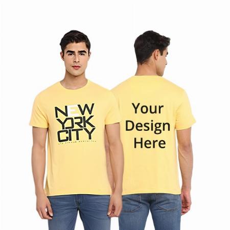 Yellow Customized New York Printed Round Neck T-Shirt for Men