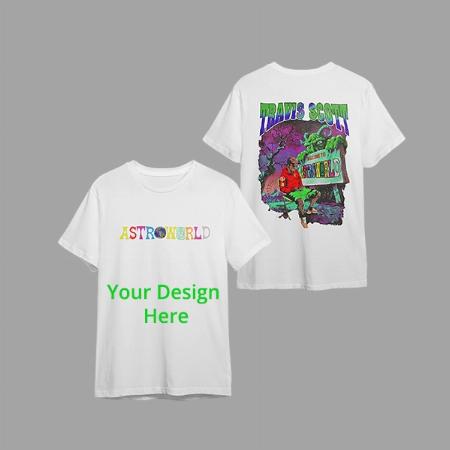 Black Customized Travis Scott Astroworld T-Shirt, Hip Hop Merchandise Graphic Streetwear