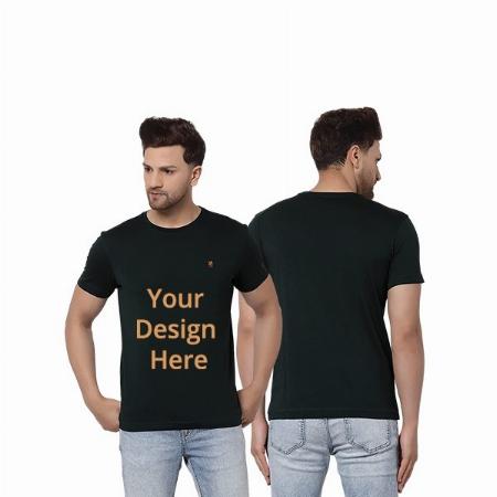 Dark Green Customized  Men's Pure Cotton Round Neck T-Shirt