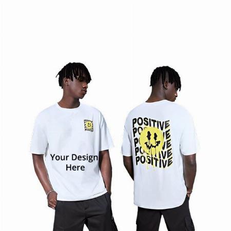 White Customized Cotton Baggy Oversized Printed T-Shirt for Men