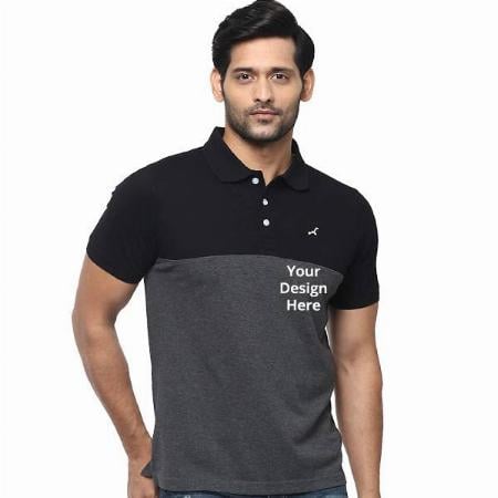 Black Charcoal Melange Customized Men's Polo T-Shirt