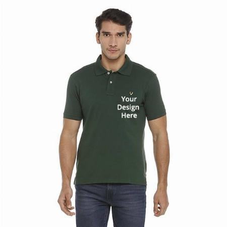 Green Customized Allen Solly Men's Plain Regular Fit Cotton Polo T-Shirt