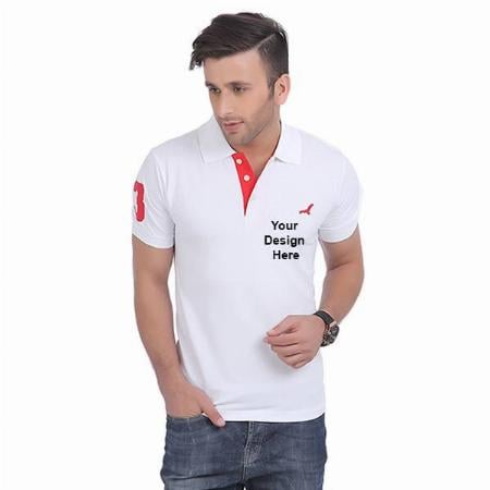 White Customized Men's Polo T-Shirt