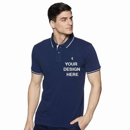 Navy Blue Customized Men's Regular Fit Half Sleeve Polo T-Shirt
