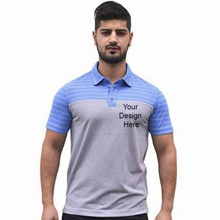 Grey Blue Customized Polo Half Sleeve T-Shirt
