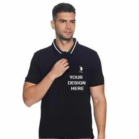 Black Customized US Polo Association Men's T-Shirt