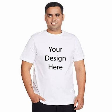 White Customized Men's Solid Regular Fit Half Sleeve Cotton T-Shirt