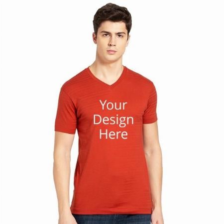 Red Customized Jockey Men's Regular Fit V Neck Premium And Soft Half Sleeved T-Shirt
