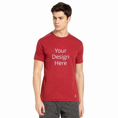 Red Customized Jockey Men's Regular Fit Round Neck Raglan Sleeved T-Shirt With Breathable Mesh For Enhanced Cooling