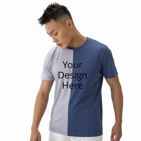Dual Blue Customized Basic Half Crew Printed T Shirt