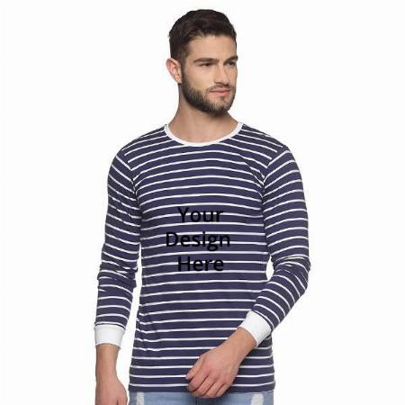 Dark Navy Customized Men's Stylish Cotton Full Sleeve T-Shirt