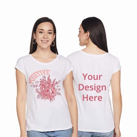 White Customized Jockey Women's Positive Vibes Graphic Printed Regular Fit T-Shirt for Women