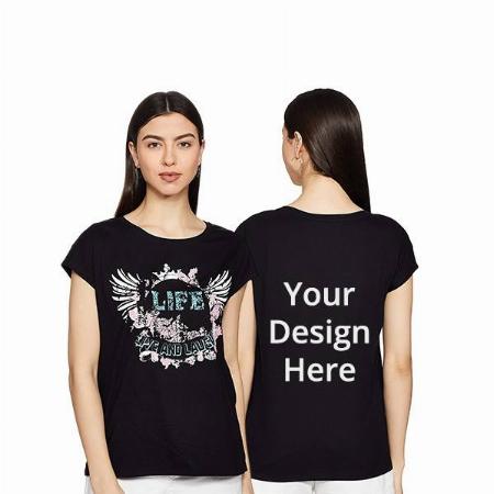 Black Customized Jockey Women's Life Design Graphic Printed Regular Fit T-Shirt