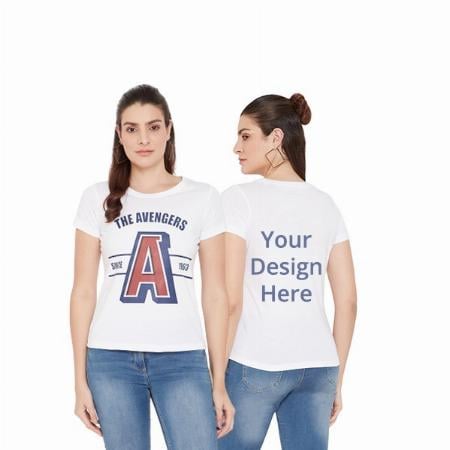 White Customized Super-Hero Design Graphic Printed T-Shirt for Women
