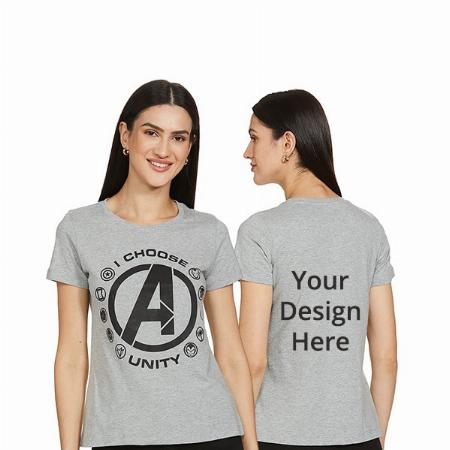 Grey Customized Women's Super-Hero Graphic Printed Regular T-Shirt