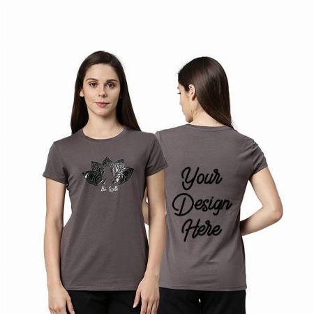 Grey Customized Enamor Women’s Blocks Design Graphic Printed T-Shirt
