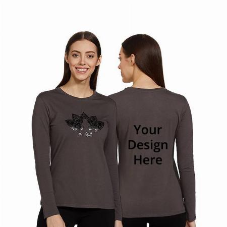 Grey Customized Women's Enamor Blocks Design Graphic Printed T-Shirt