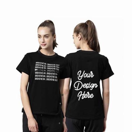 Black Customized Enamor Cotton Breathe Design Graphic Printed T-Shirt