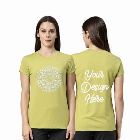 Leaf Green Customized Enamor Women's Blocks Design Graphic Printed T-shirt