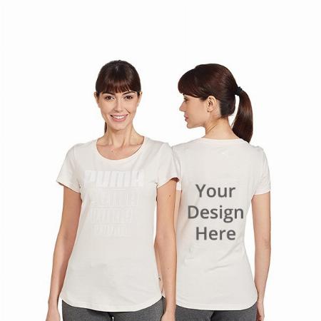 White Customized Puma Women's Graphic Printed T-Shirt