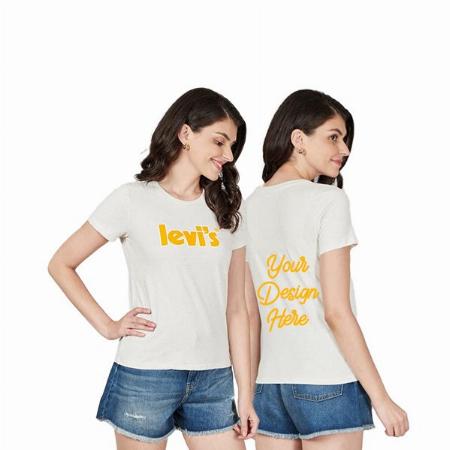 Light Grey Customized Levi's Women's Graphic Printed T-Shirt