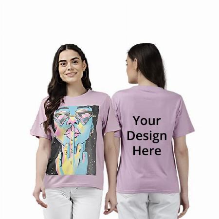 Lavendar Customized Women's Cotton Girl Design Graphic Printed Oversized T-Shirt