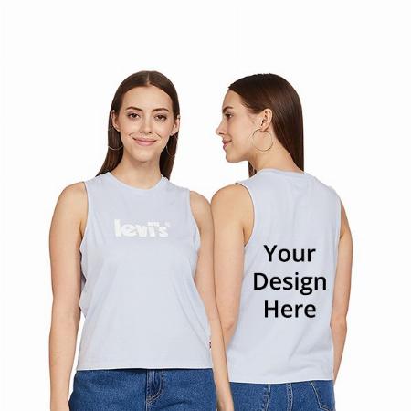 Light Blue Customized Levi's Women's Graphic Printed T-Shirt