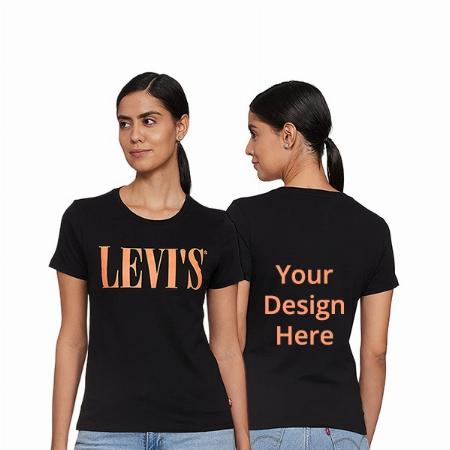 Black Customized Levi's Women's Regular Fit Graphic Printed T-Shirt