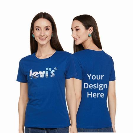 Blue Customized Levi's Women's Graphic Printed Regular Fit T-Shirt