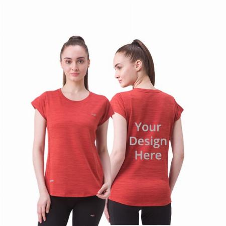 Rust Customized Polyester Dry Fit, Quick Drying &amp; Breathable Fabric, Gym Wear &amp; Running Graphic Printed T-Shirt for Women