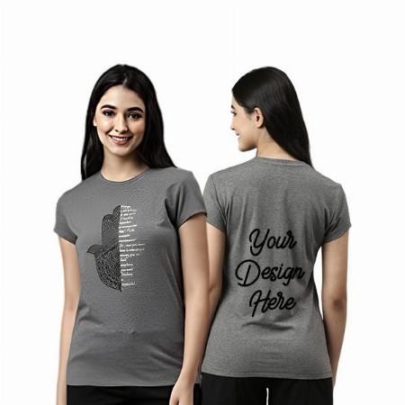 Grey Melange Customized Women's Graphic Printed T-Shirt