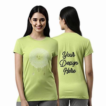 Green Customized Women's Be Here Now Design Graphic Printed T-Shirt