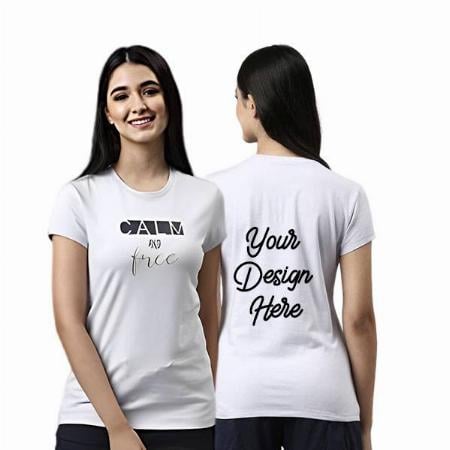 White Customized Enamor Women’s Calm and Free Graphic Printed T-Shirt