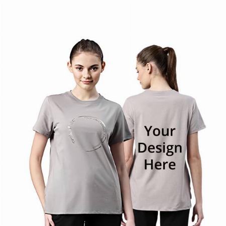 Mauve Grey Customized Enamor Life Circle Graphic Printed Cotton T-Shirt for Women