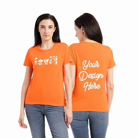 Orange Customized Levi's Women's Graphic Printed Regular Fit T-Shirt