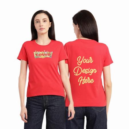 Lychee Red Customized Levi's Women's Graphic Printed Regular Fit T-Shirt