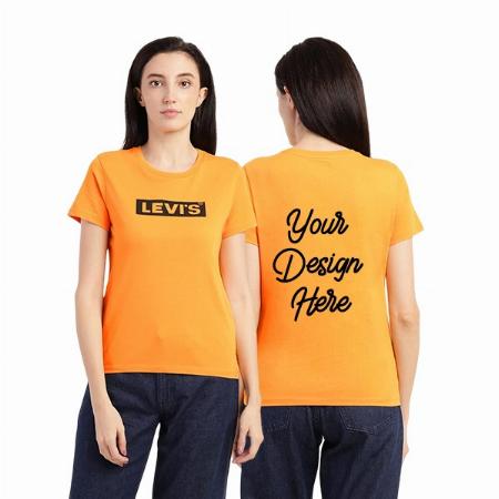 Light Orange Customized Levi's Women's Graphic Printed Regular Fit T-Shirt