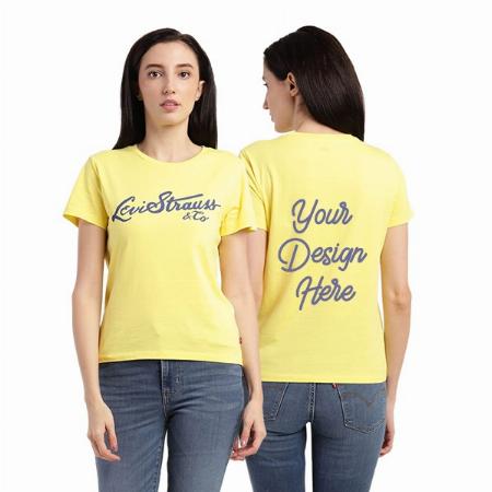 Light Yellow Customized Levi's Women's Graphic Printed Regular Fit T-Shirt