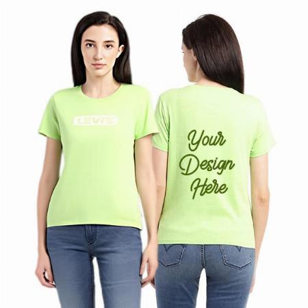 Lime Green Customized Levi's Women's Graphic Printed Regular Fit T-Shirt