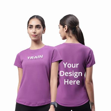 Purple Customized Train Hard Graphic Printed T-Shirt for Women