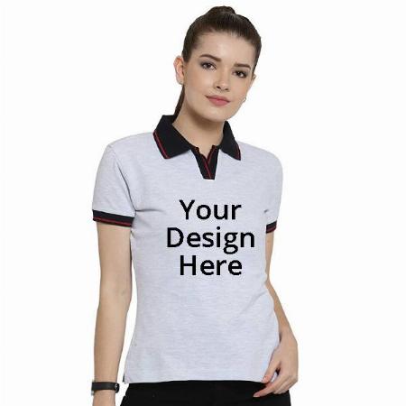 Light Grey Customized Women's Organic Cotton Polo T-Shirt