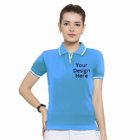 Light Blue Customized Women's Polo T-Shirt