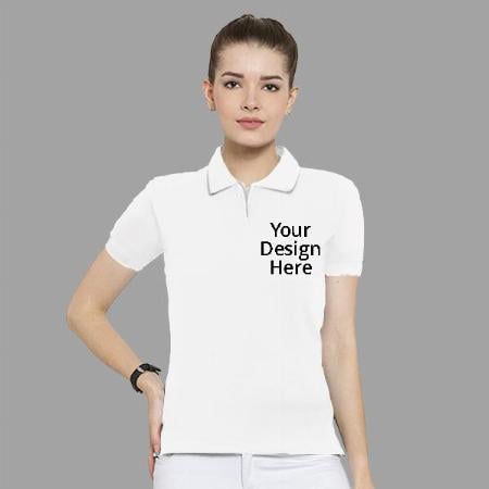 White Customized Women's Polo T-Shirt