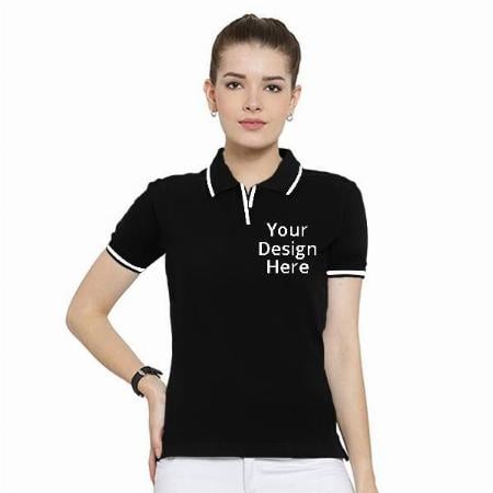 Black White Tipping Customized Women's Polo T-Shirt