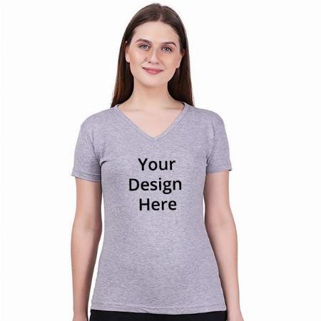 Grey Melange Customized Women's T-Shirt
