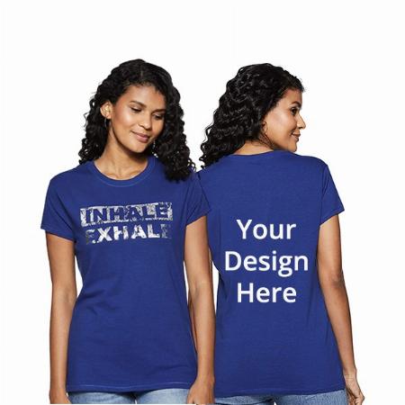 Blue Customized Enamor Inhale-Exhale Graphic Printed T-Shirt for Women