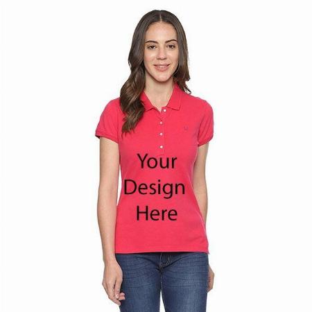 Pink Customized Allen Solly Polo T-Shirt for Women