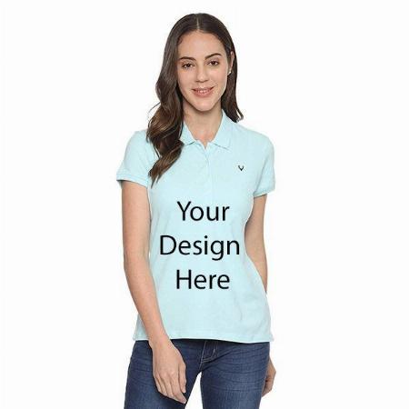 Sky Blue Customized Allen Solly Women's Regular fit Polo T-Shirt