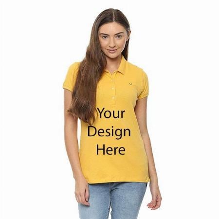 Mustard Customized Allen Solly Women's Solid regular Fit T-Shirt
